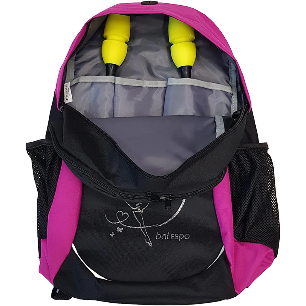 Meninės gimnastikos kuprinė juoda su rožine | Balespo Rhythmic Gymnastics Backpack Black with Pink | Черный рюкзак для художественной гимнастики с розовым | Lanksti.lt
