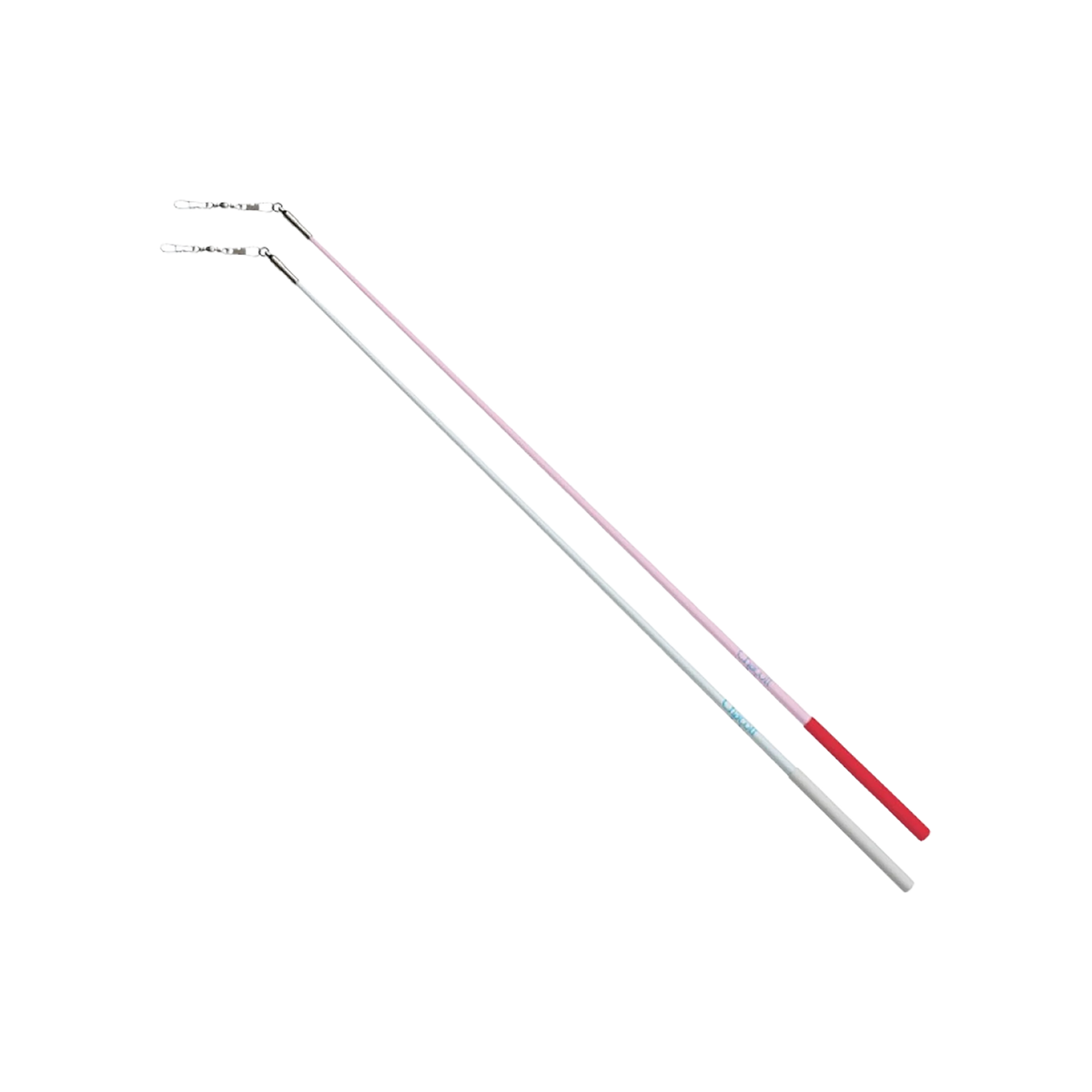 Chacott Junior Rubber Grip Stick Point Flexible rhythmic gymnastics ribbon sticks, white and cherry pink, 50 cm, 301501-0006-28 - lanksti.lt