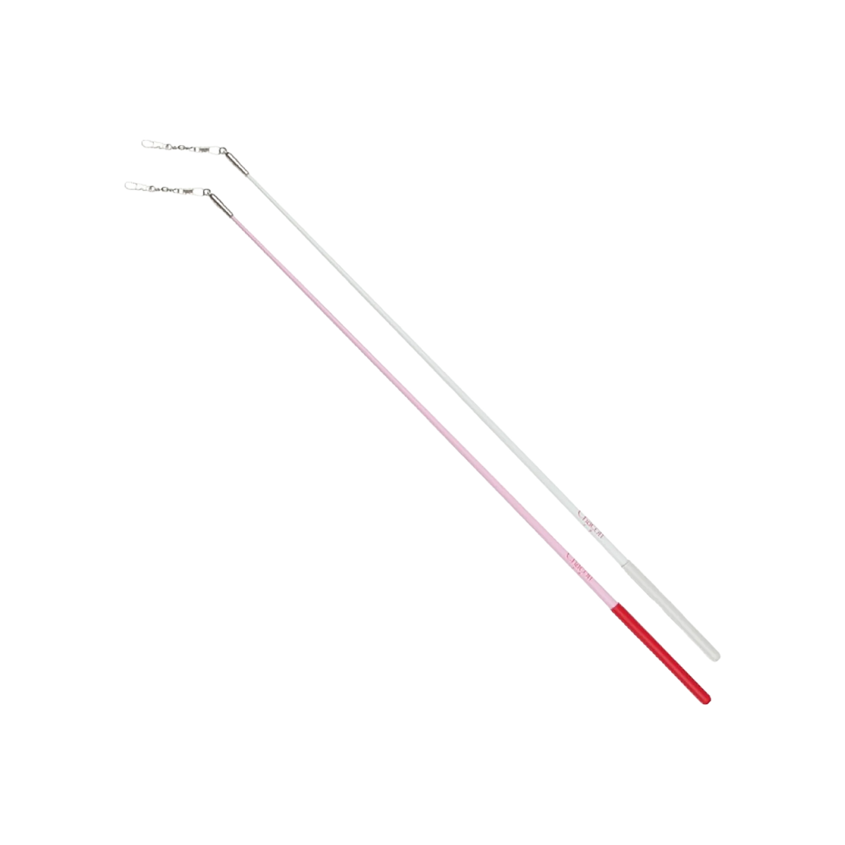 Chacott Junior Rubber Grip Stick Standard rhythmic gymnastics ribbon sticks, white and cherry pink, 50 cm, 301501-0003-28 - lanksti.lt