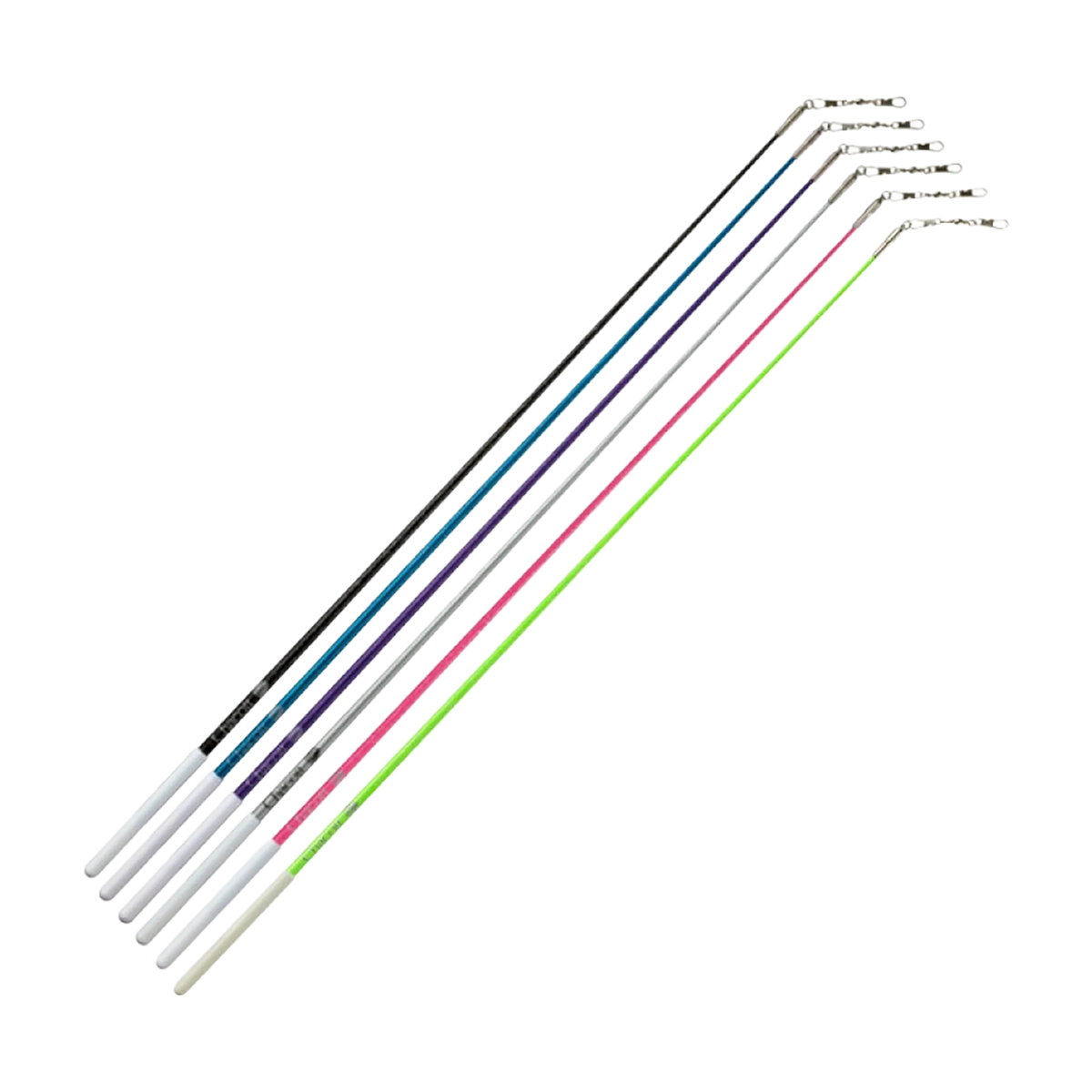 Chacott Holographic Stick rhythmic gymnastics ribbon sticks, black, turquoise blue, pink, purple and silver, 60 cm, 301501-0002-28 - lanksti.lt
