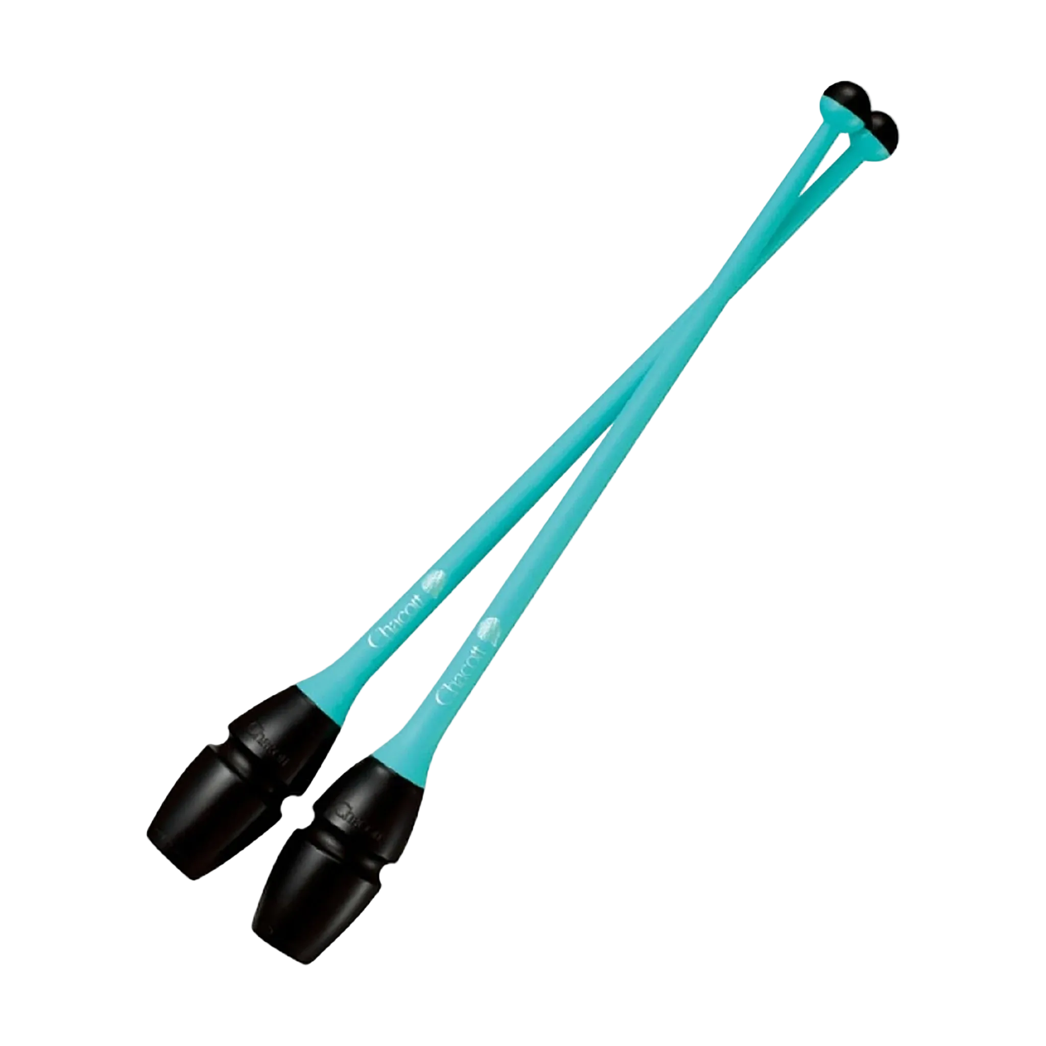 Chacott clubs Rubber Clubs 41 cm and 45,5 cm, 301505-0003-48, 134 Black x Sea Green, for rhythmic gymnastics - lanksti.lt