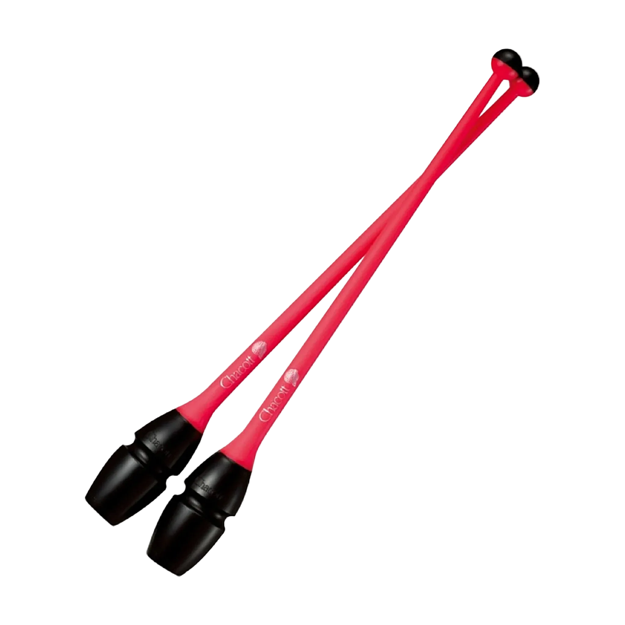 Chacott clubs Rubber Clubs 41 cm and 45,5 cm, 301505-0003-48, 150 Black x Coral, for rhythmic gymnastics - lanksti.lt