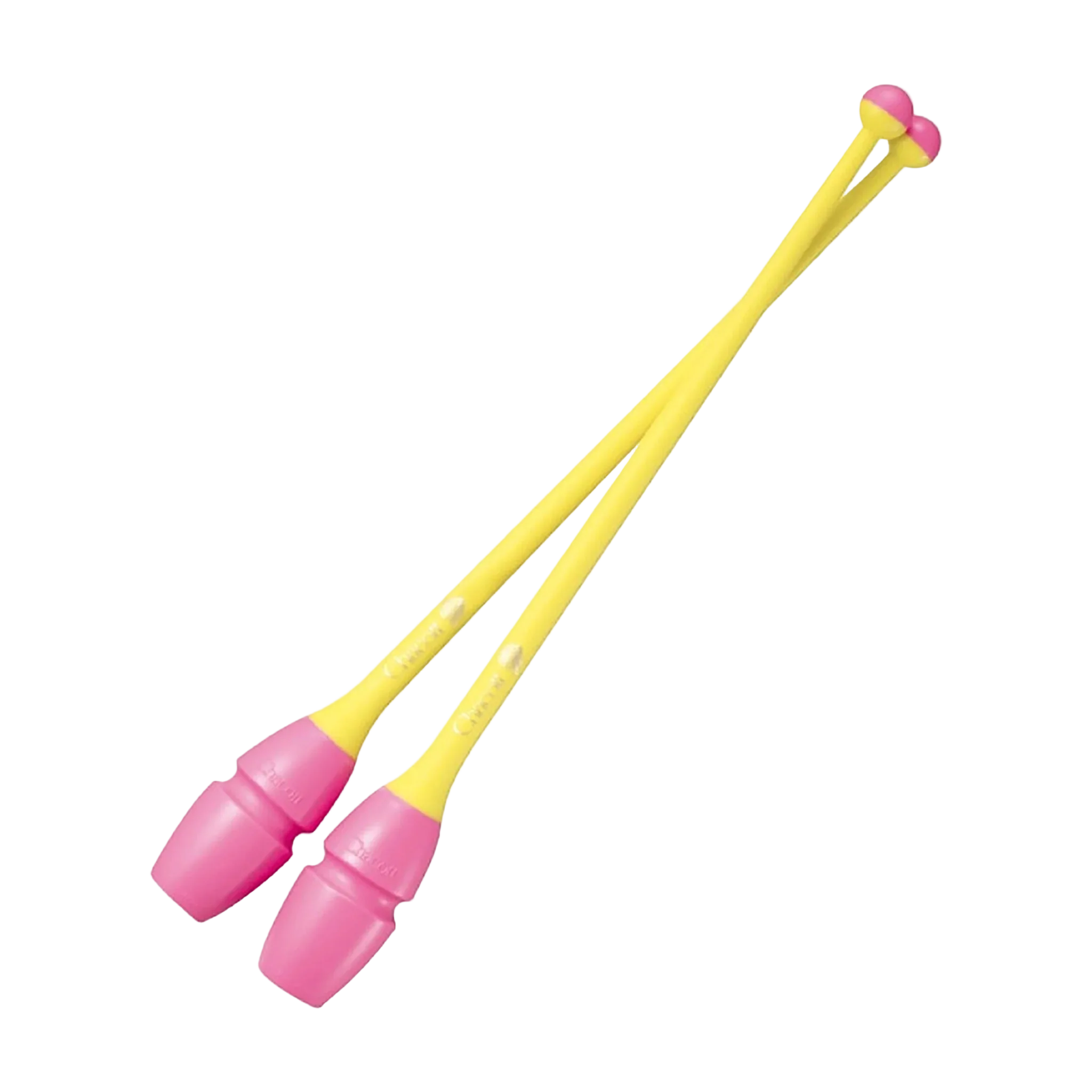 Chacott clubs Rubber Clubs 41 cm and 45,5 cm, 301505-0003-48, 262 Pink x Canary, for rhythmic gymnastics - lanksti.lt