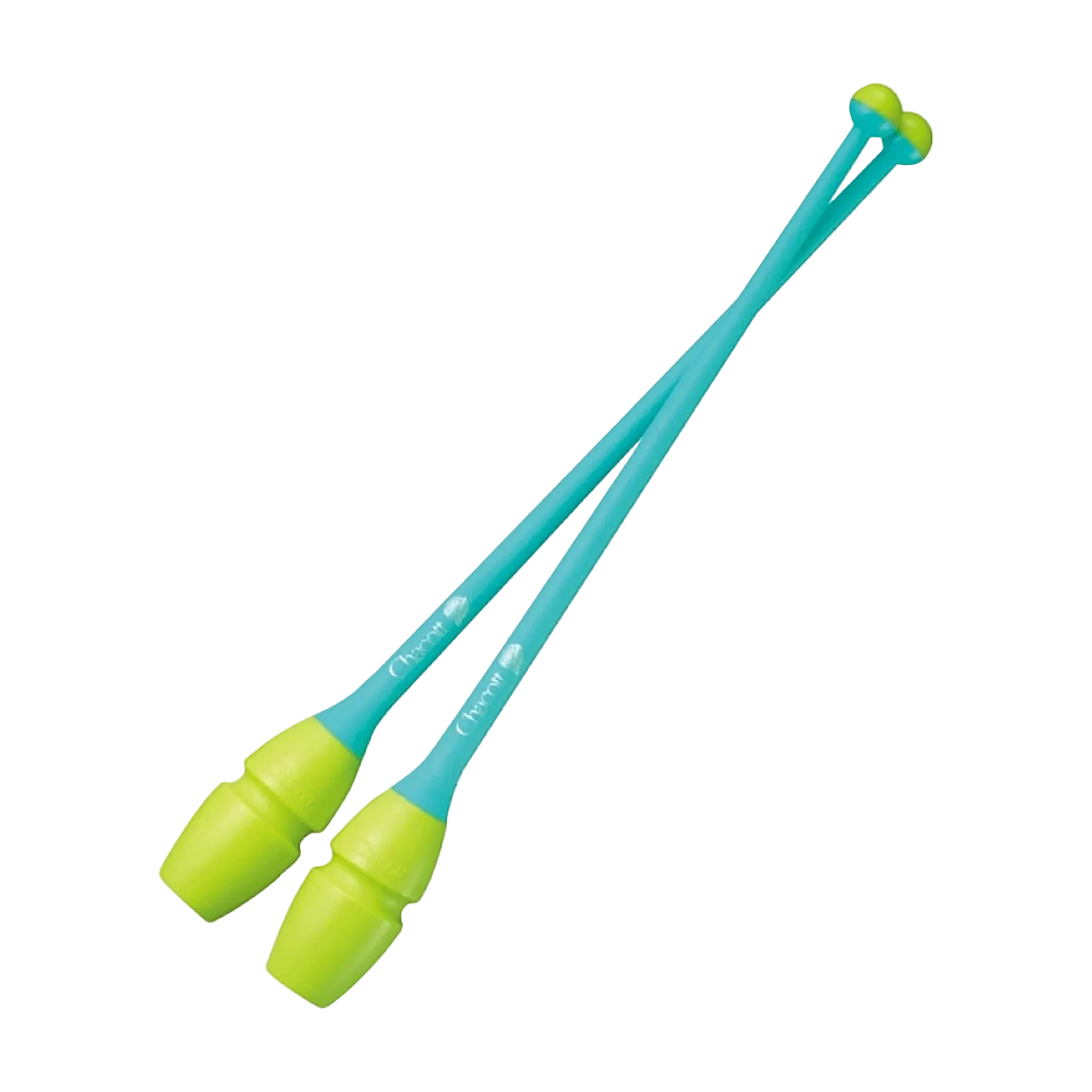 Chacott clubs Rubber Clubs 41 cm and 45,5 cm, 301505-0003-48, 334 Yellow x Sea Green, for rhythmic gymnastics - lanksti.lt