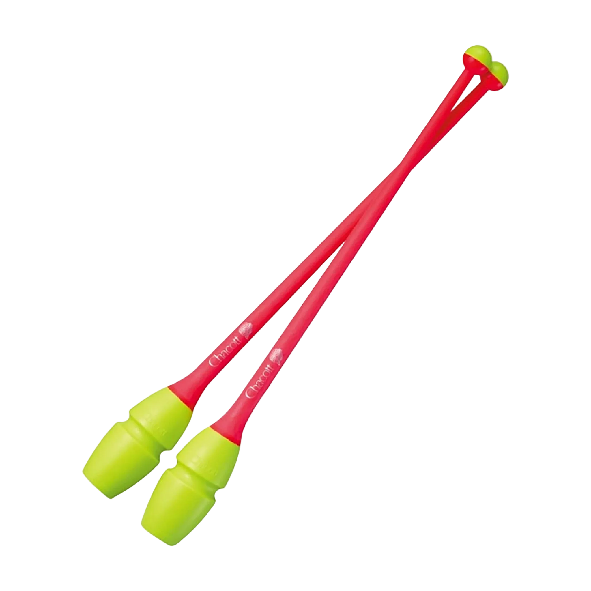 Chacott clubs Rubber Clubs 41 cm and 45,5 cm, 301505-0003-48, 350 Yellow x Coral, for rhythmic gymnastics - lanksti.lt