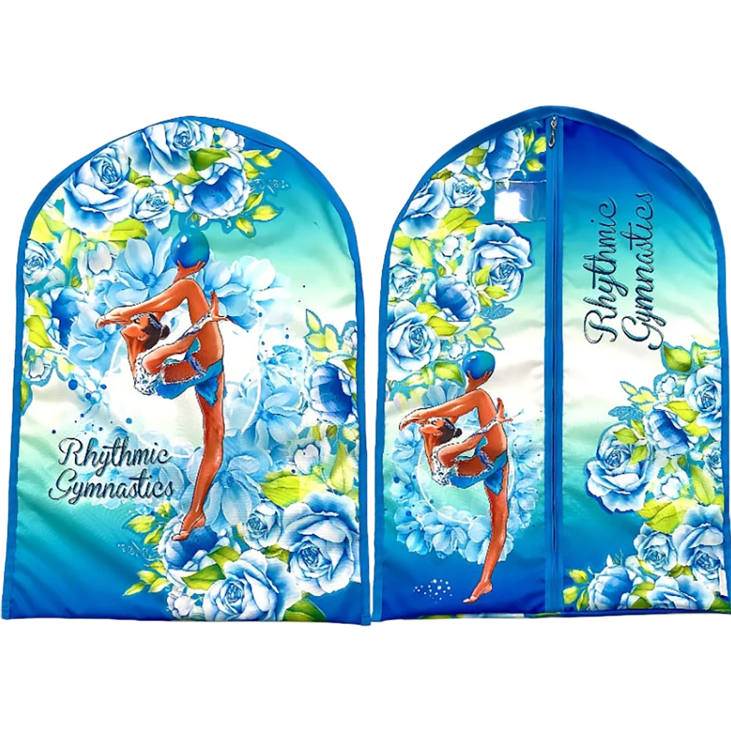 Merino Sport dėklas kostiumėliui – Žydras su rožėmis | Merino Sport Leotard Holder 1836 (Light Blue with Roses) | Чехол для купальника Merino Sport 1836 (голубой с розами) - Lanksti.lt