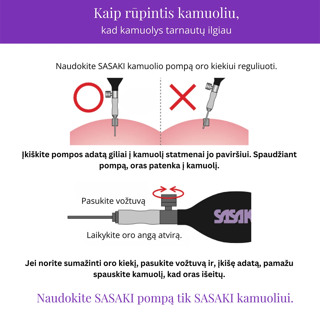 Sasaki meninės gimnastikos kamuolio pompa - Lanksti.lt