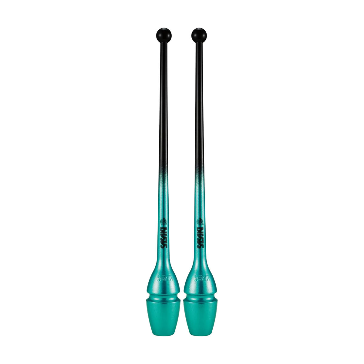 Sasaki Gradation Rubber Clubs rhythmic gymnastics clubs, 44 cm and 40.5 cm, Black x Sea Green, B x SEG, M-34GH-F and M-34JKGH-F - lanksti.lt