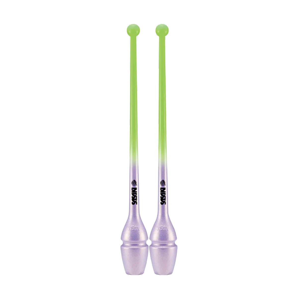 Sasaki Gradation Rubber Clubs rhythmic gymnastics clubs, 44 cm and 40.5 cm, Luminous Green x Lavender, LMG x LD, M-34GH-F and M-34JKGH-F - lanksti.lt