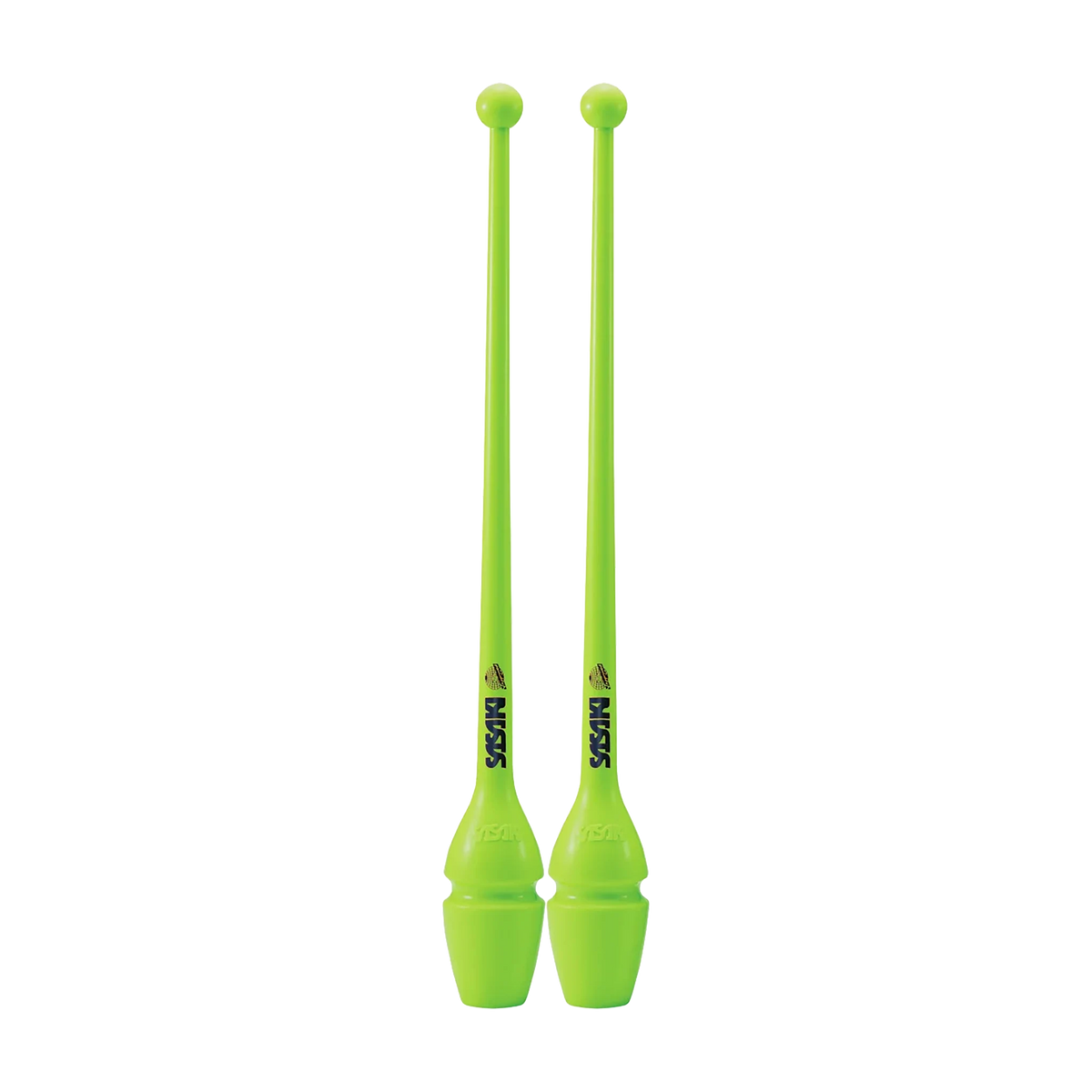 Sasaki Rubber Clubs rhythmic gymnastics clubs, 44 cm and 40.5 cm, Luminous Green, LMG, M-34H-F and M-34JKH-F - lanksti.lt