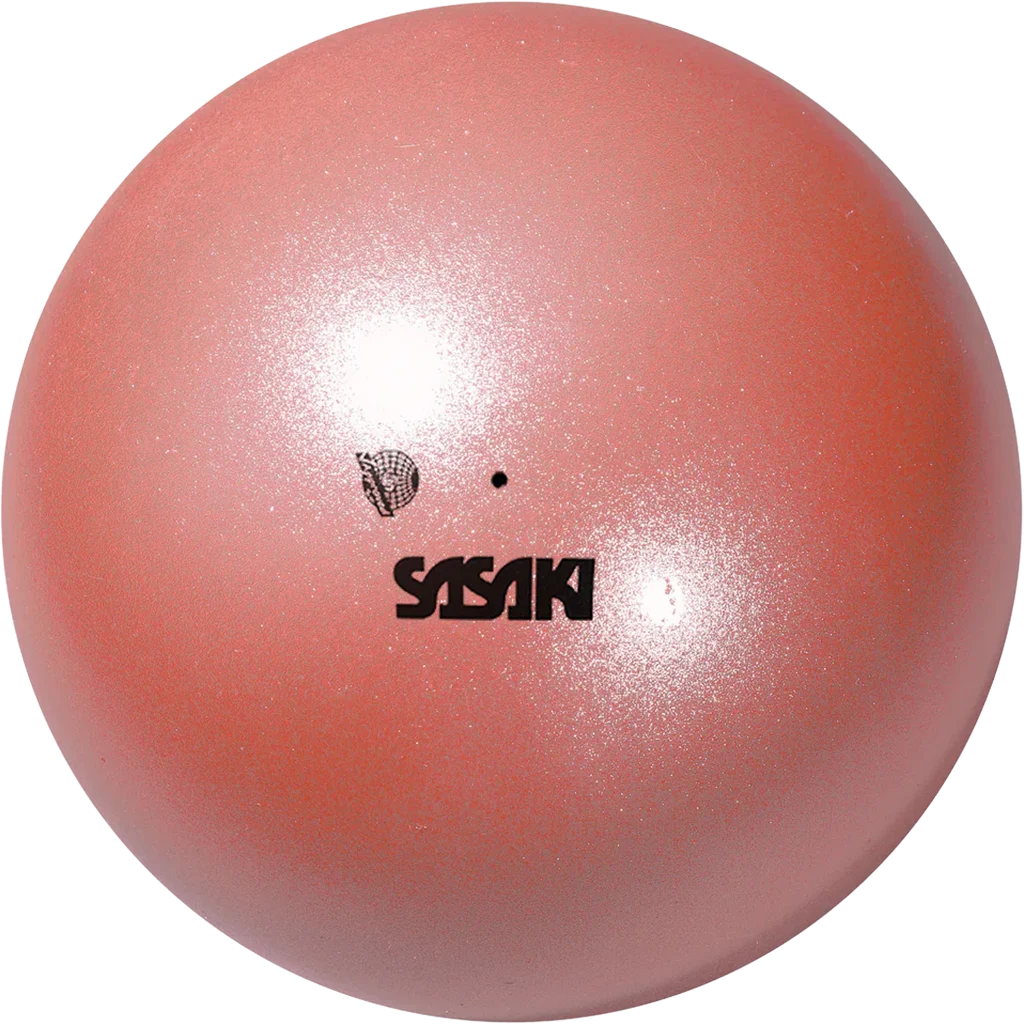 Sasaki meninės gimnastikos kamuolys | Sasaki Rhythmic Gymnastics Metalic Ball FIG M-207M-F APCP (18.5 cm, Apricot Pink) | Мяч для художественной гимнастики Сасаки Металлик FIG M-207M-F APCP (абрикосово-розовый) - Lanksti.lt