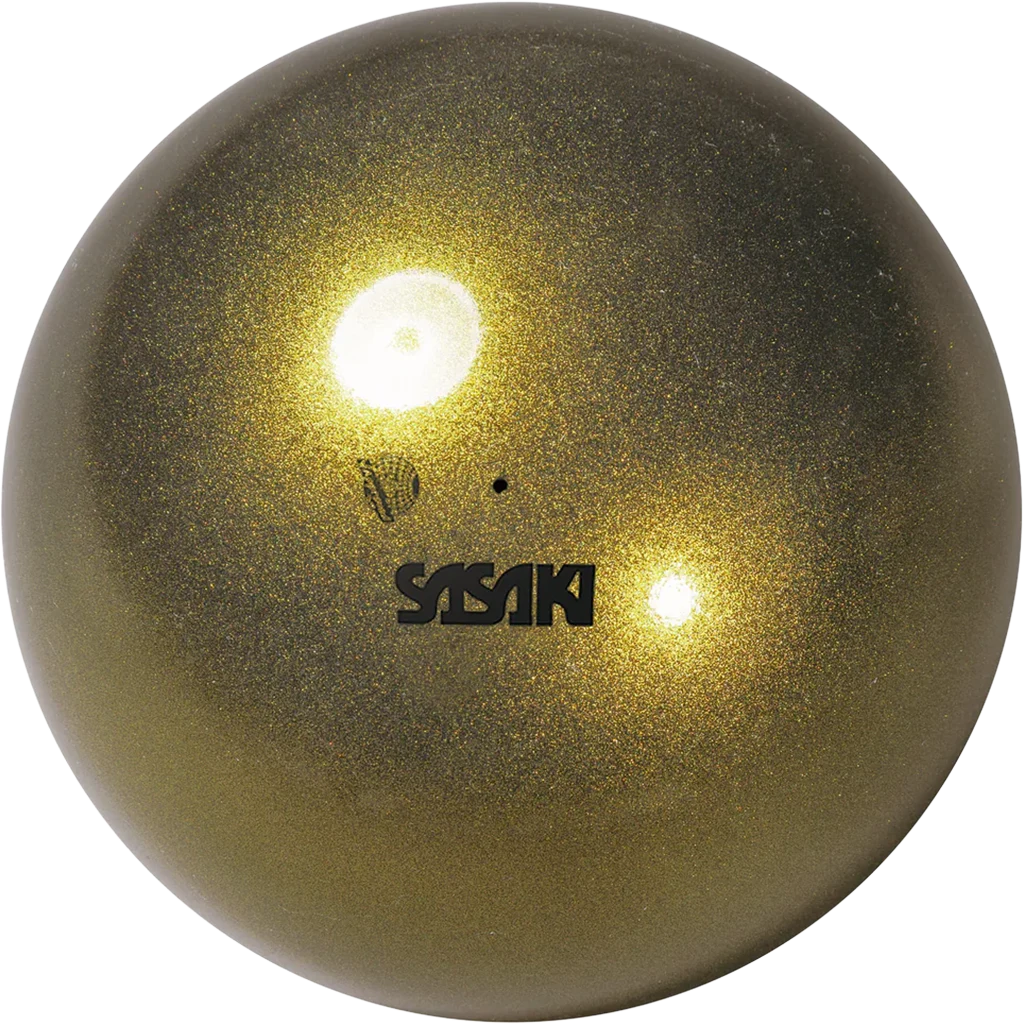 Sasaki meninės gimnastikos kamuolys | Sasaki Rhythmic Gymnastics Metalic Ball FIG M-207M-F BGD (18.5 cm, Black Gold) | Мяч для художественной гимнастики Сасаки Металлик FIG M-207M-F BGD (чёрно-золотой) - Lanksti.lt