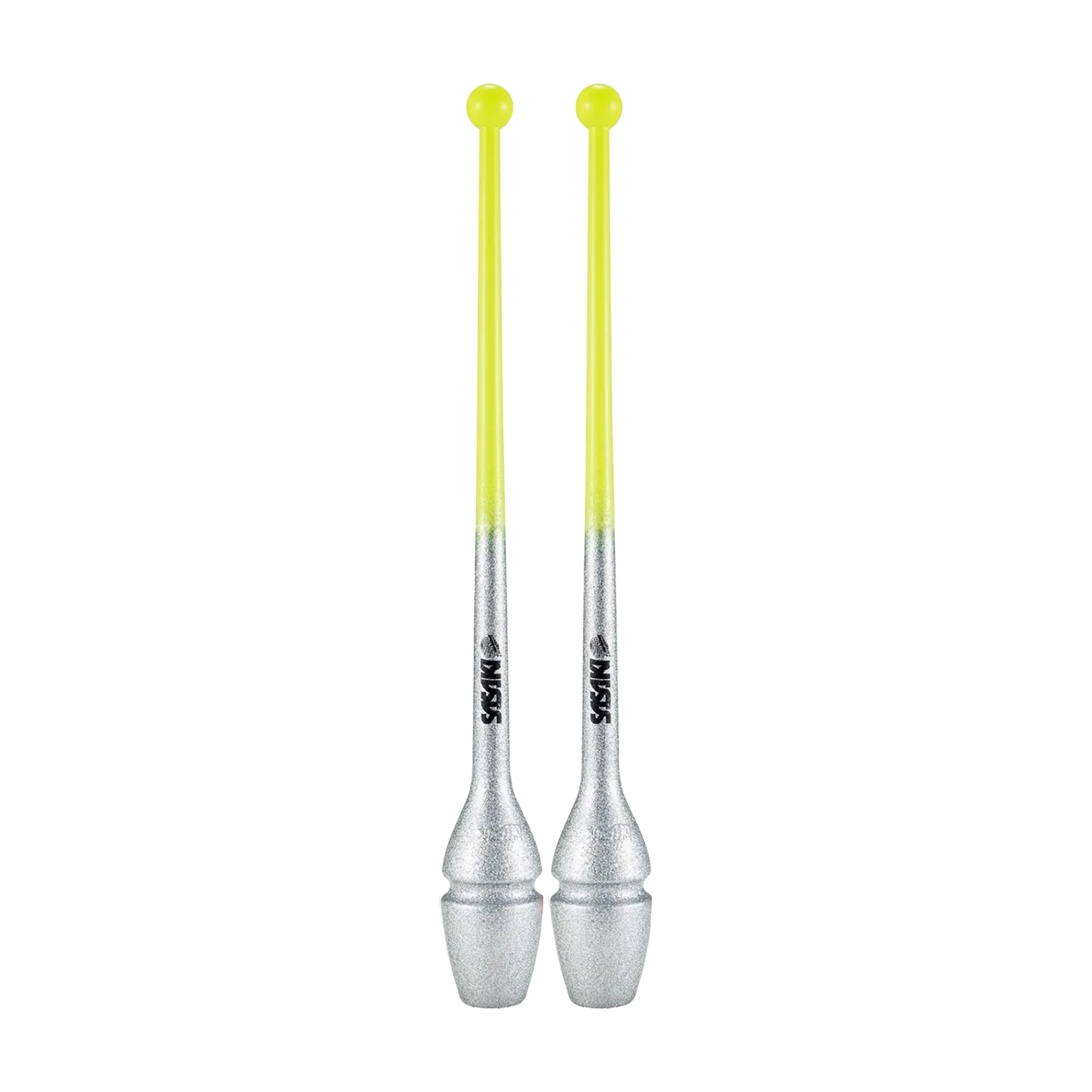 Sasaki Gradation Rubber Clubs rhythmic gymnastics clubs, 44 cm and 40.5 cm, Luminous Yellow x Silver, LMY x SI, M-34GH-F and M-34JKGH-F - lanksti.lt