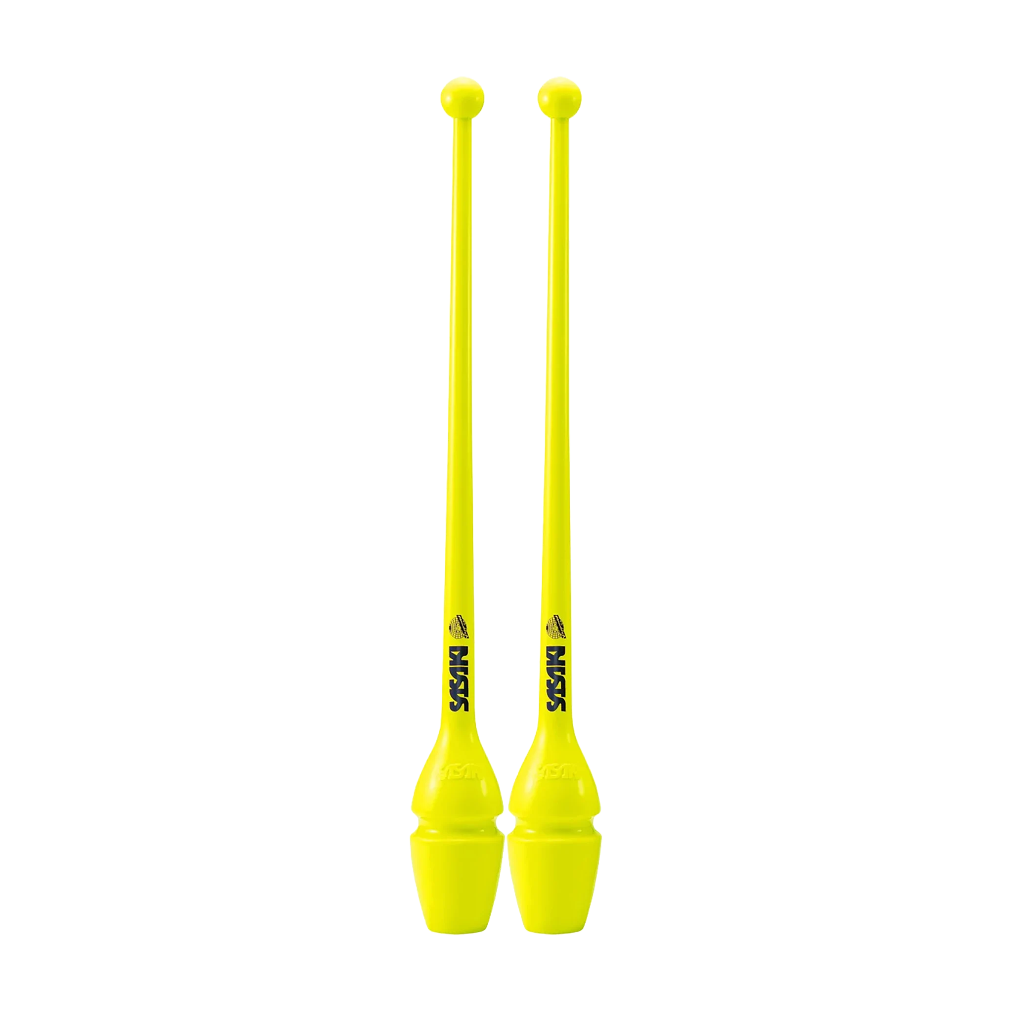 Sasaki Rubber Clubs rhythmic gymnastics clubs, 44 cm and 40.5 cm, Luminous Yellow, LMY, M-34H-F and M-34JKH-F - lanksti.lt